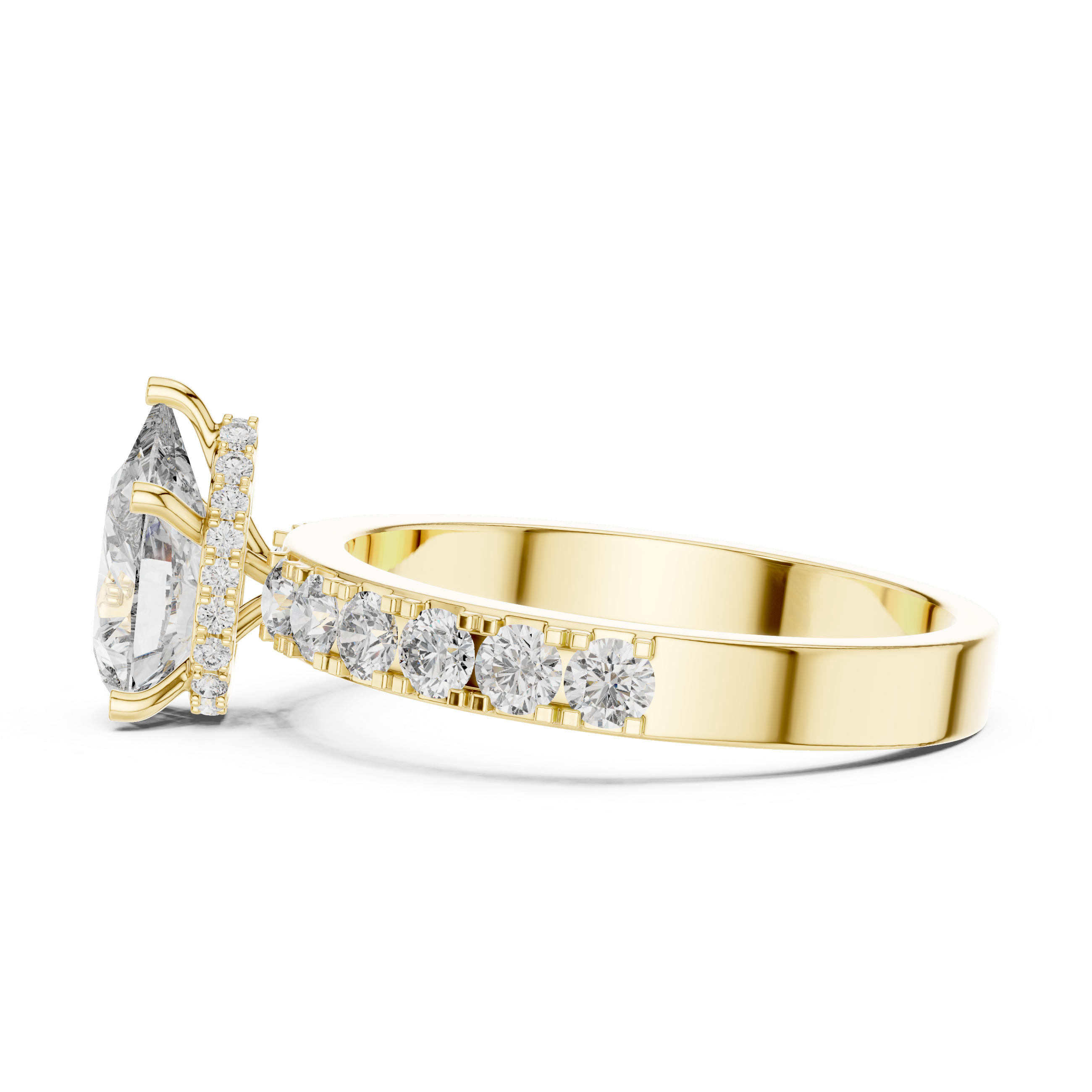 Pear And Round Cut Brilliant Moissanite VVS1 Eternity Engagement Ring