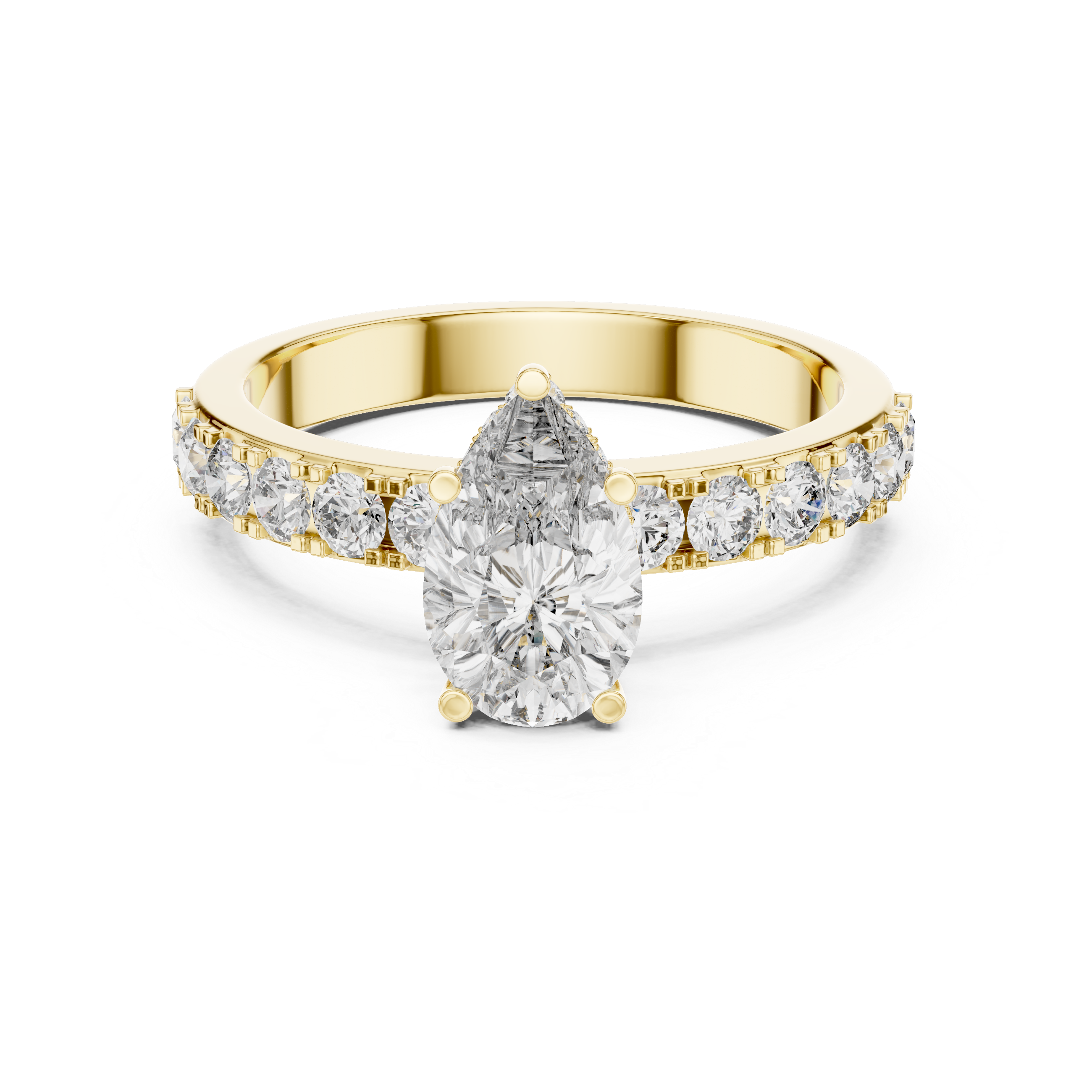 Pear And Round Cut Brilliant Moissanite VVS1 Eternity Engagement Ring