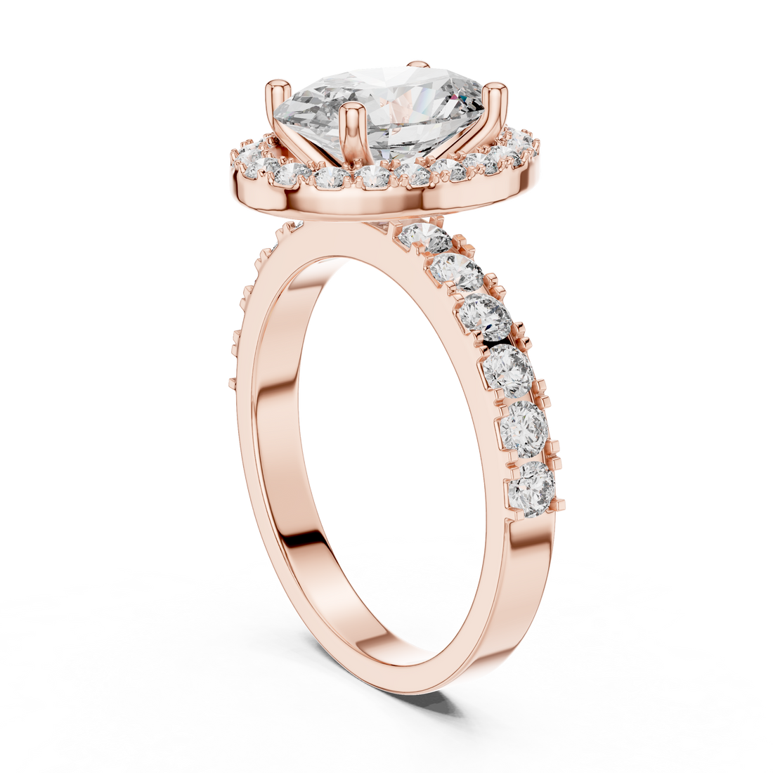 Oval And Round Brilliant Moissanite VVS1 Eternity Engagement Ring
