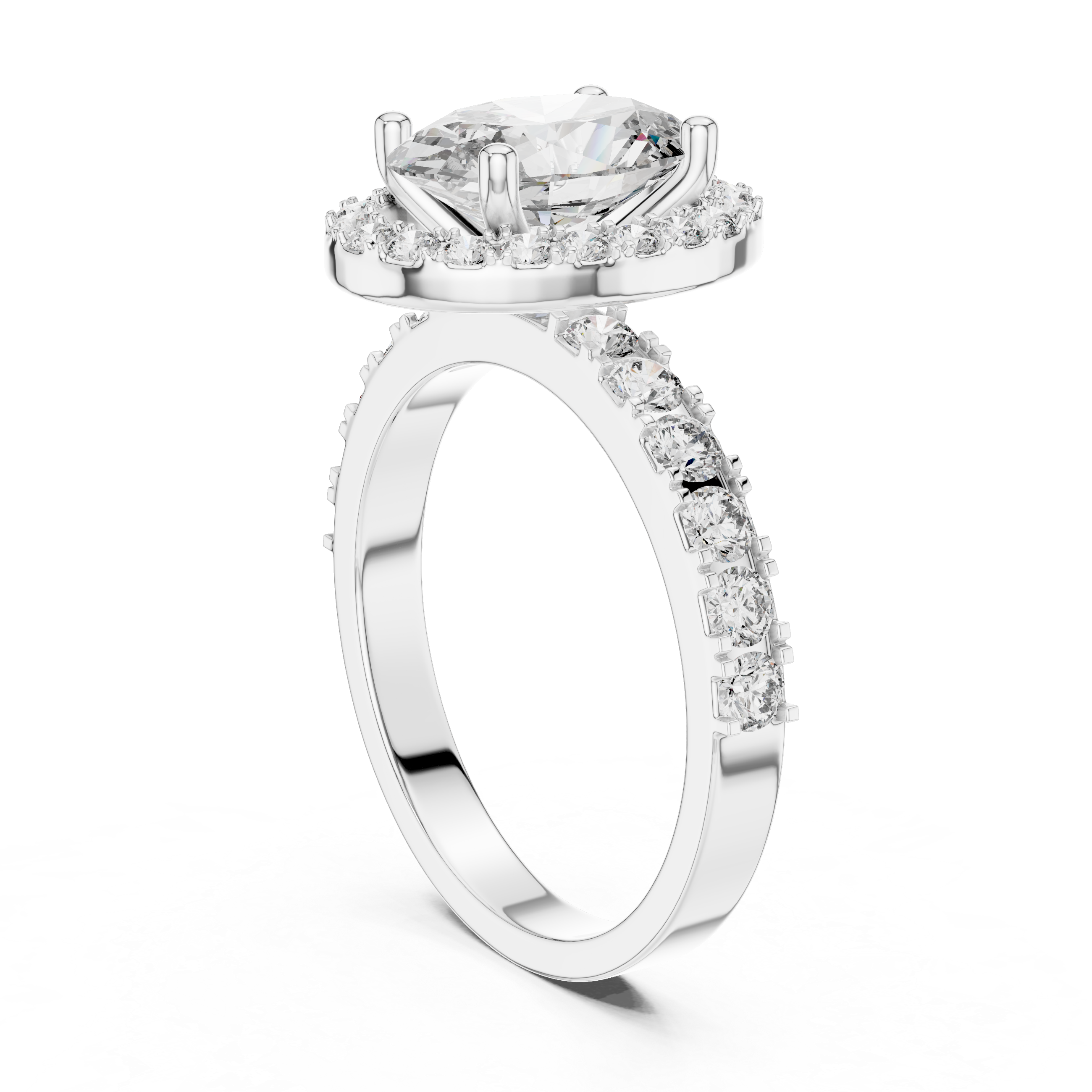 Oval And Round Brilliant Moissanite VVS1 Eternity Engagement Ring