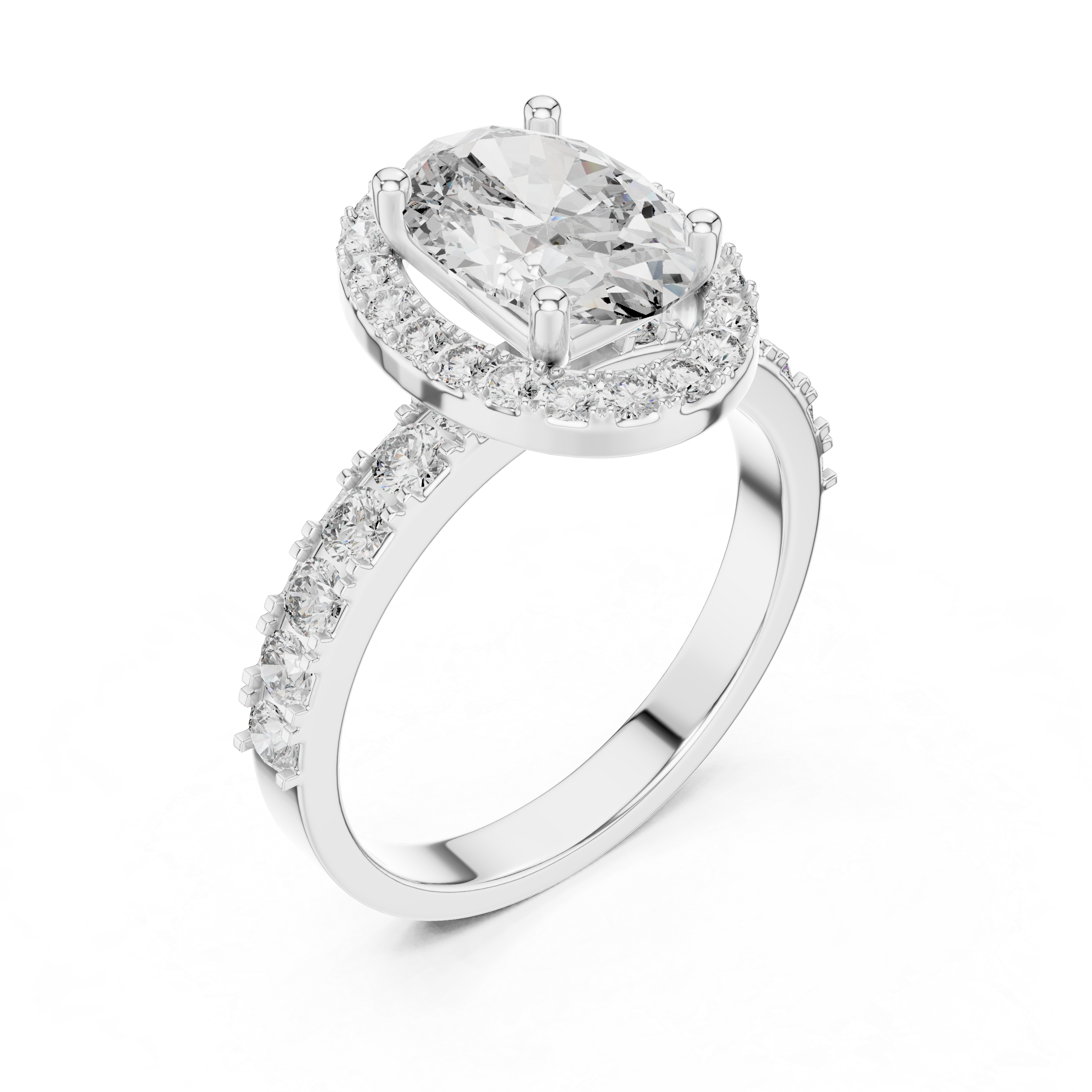 Oval And Round Brilliant Moissanite VVS1 Eternity Engagement Ring