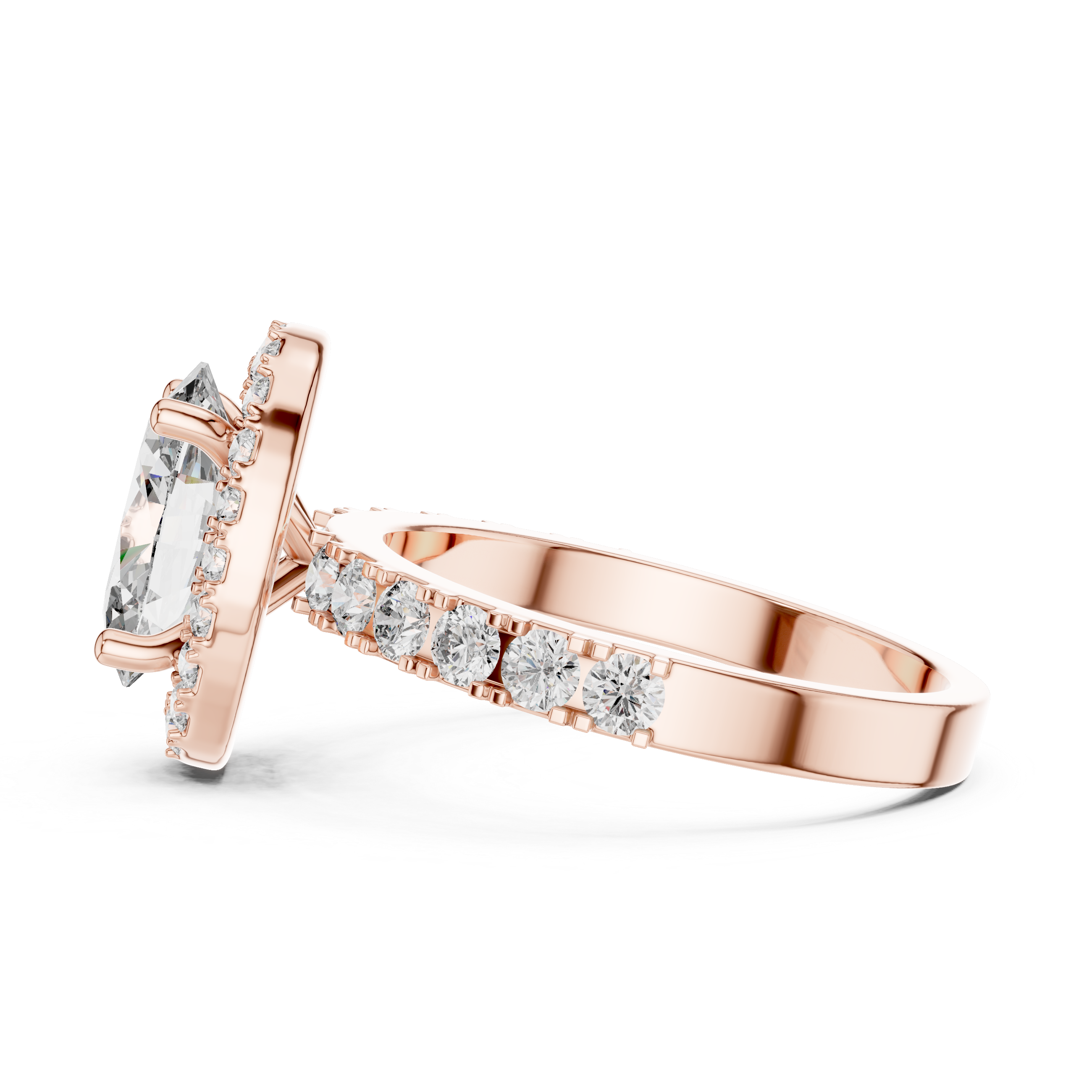 Oval And Round Brilliant Moissanite VVS1 Eternity Engagement Ring