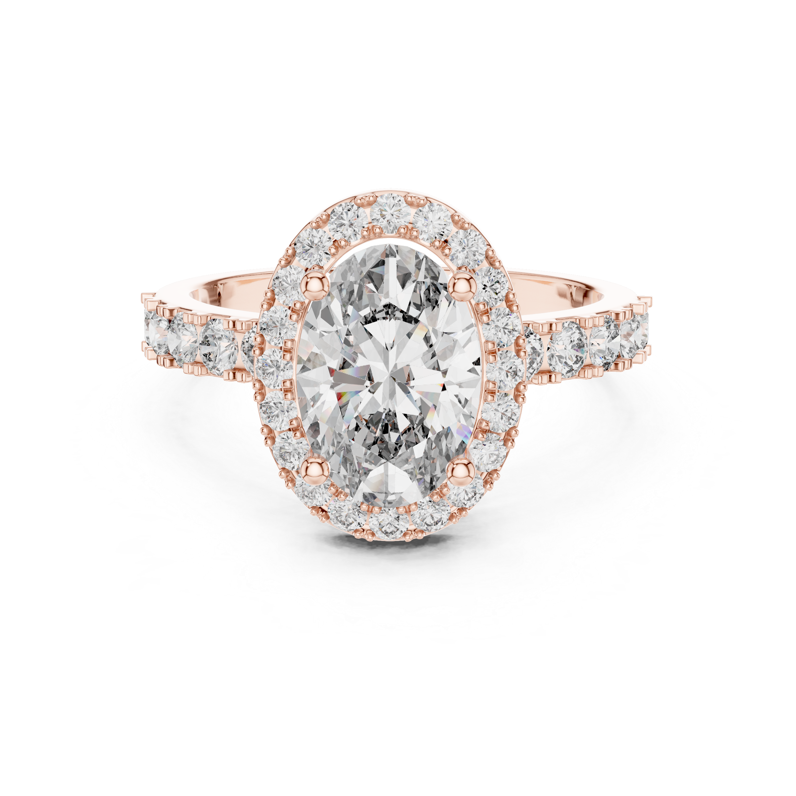 Oval And Round Brilliant Moissanite VVS1 Eternity Engagement Ring