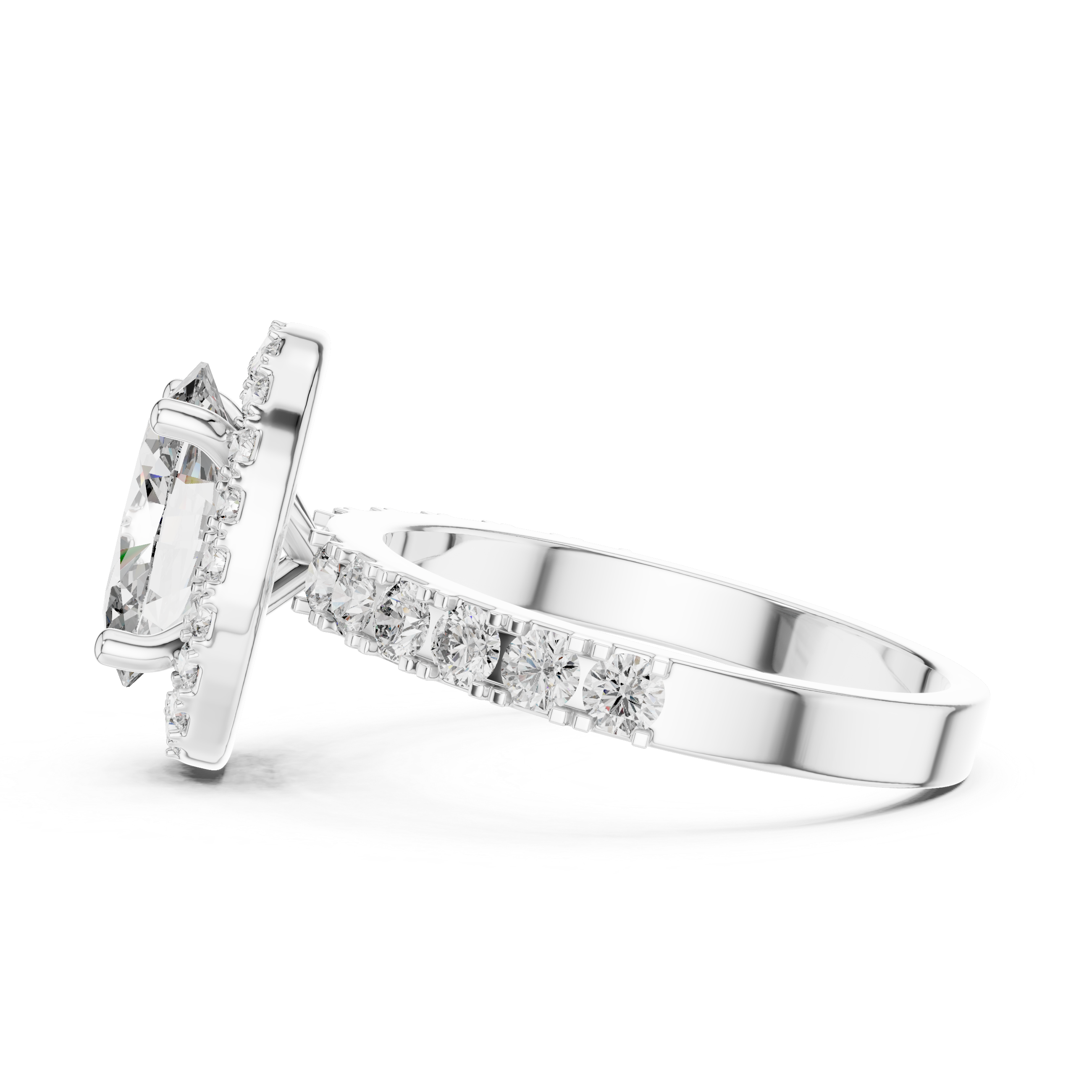 Oval And Round Brilliant Moissanite VVS1 Eternity Engagement Ring