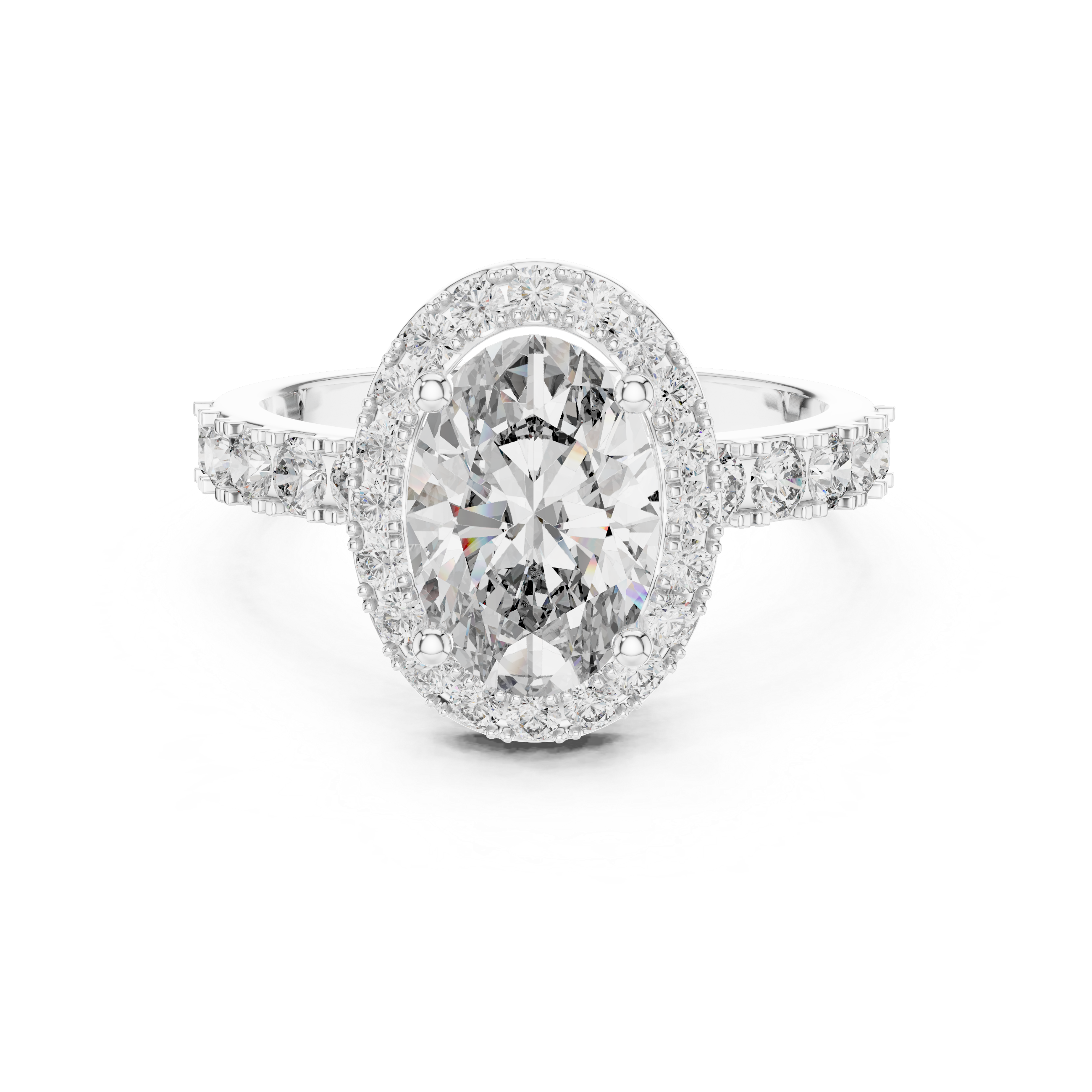 Oval And Round Brilliant Moissanite VVS1 Eternity Engagement Ring