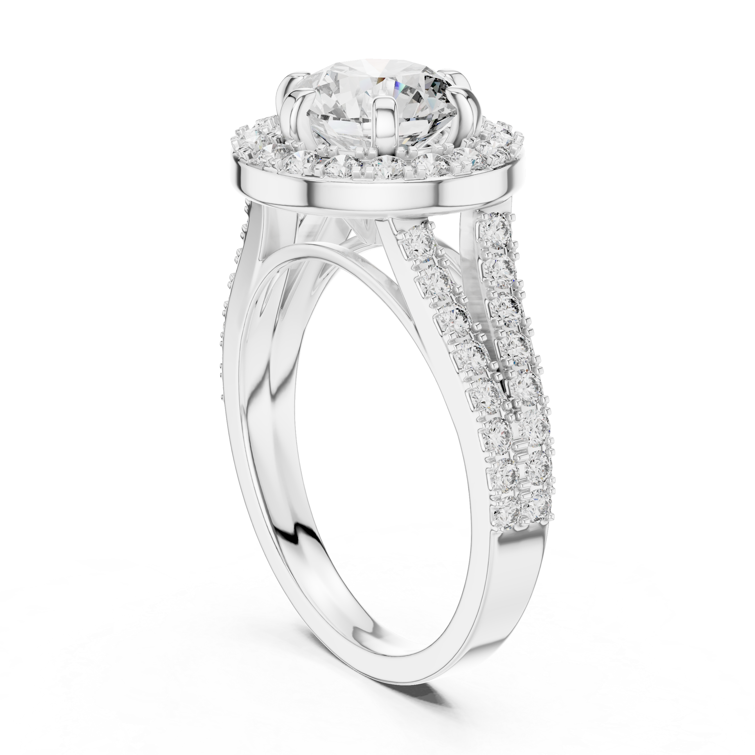 Round Cut Brilliant Moissanite VVS1 Eternity Engagement Ring