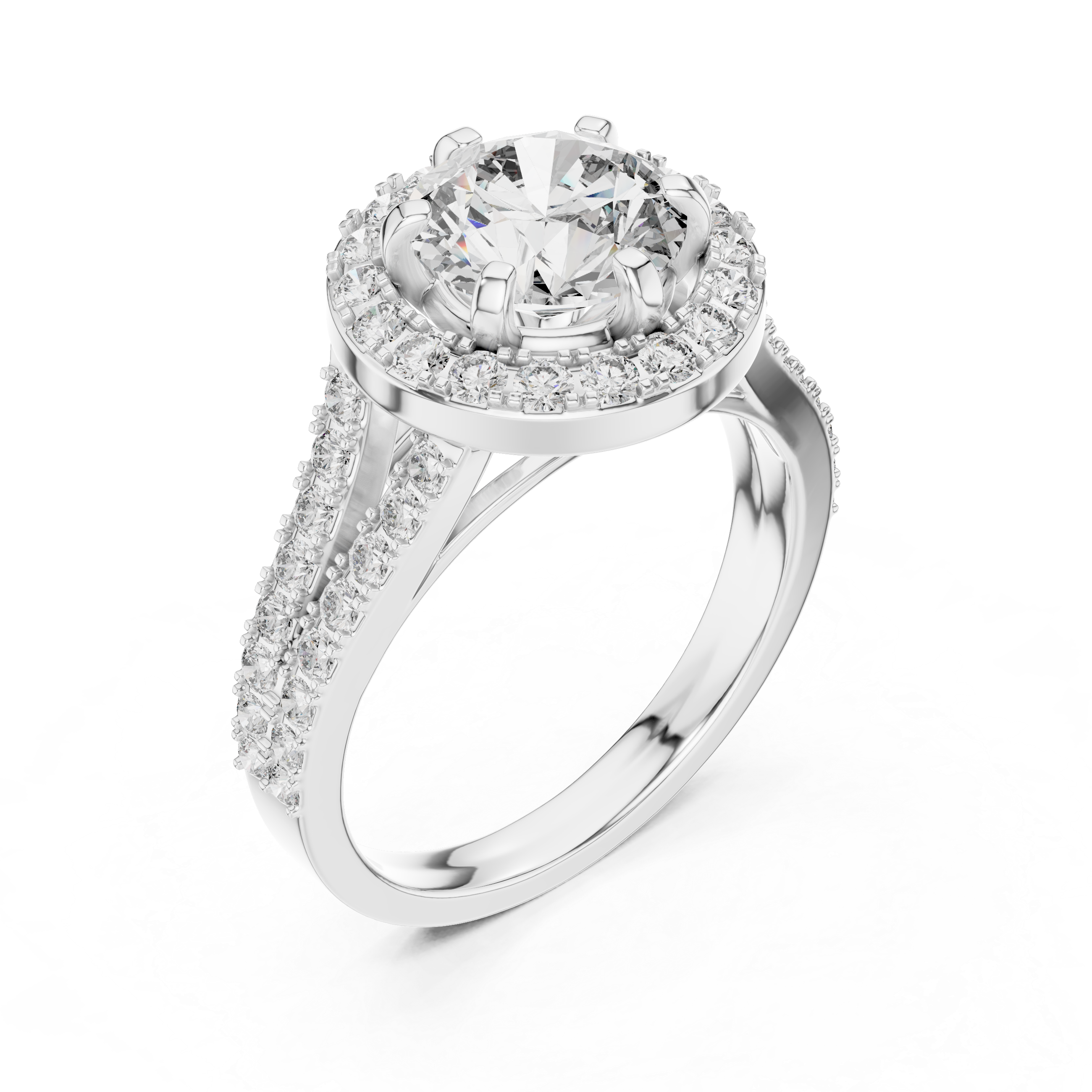 Round Cut Brilliant Moissanite VVS1 Eternity Engagement Ring