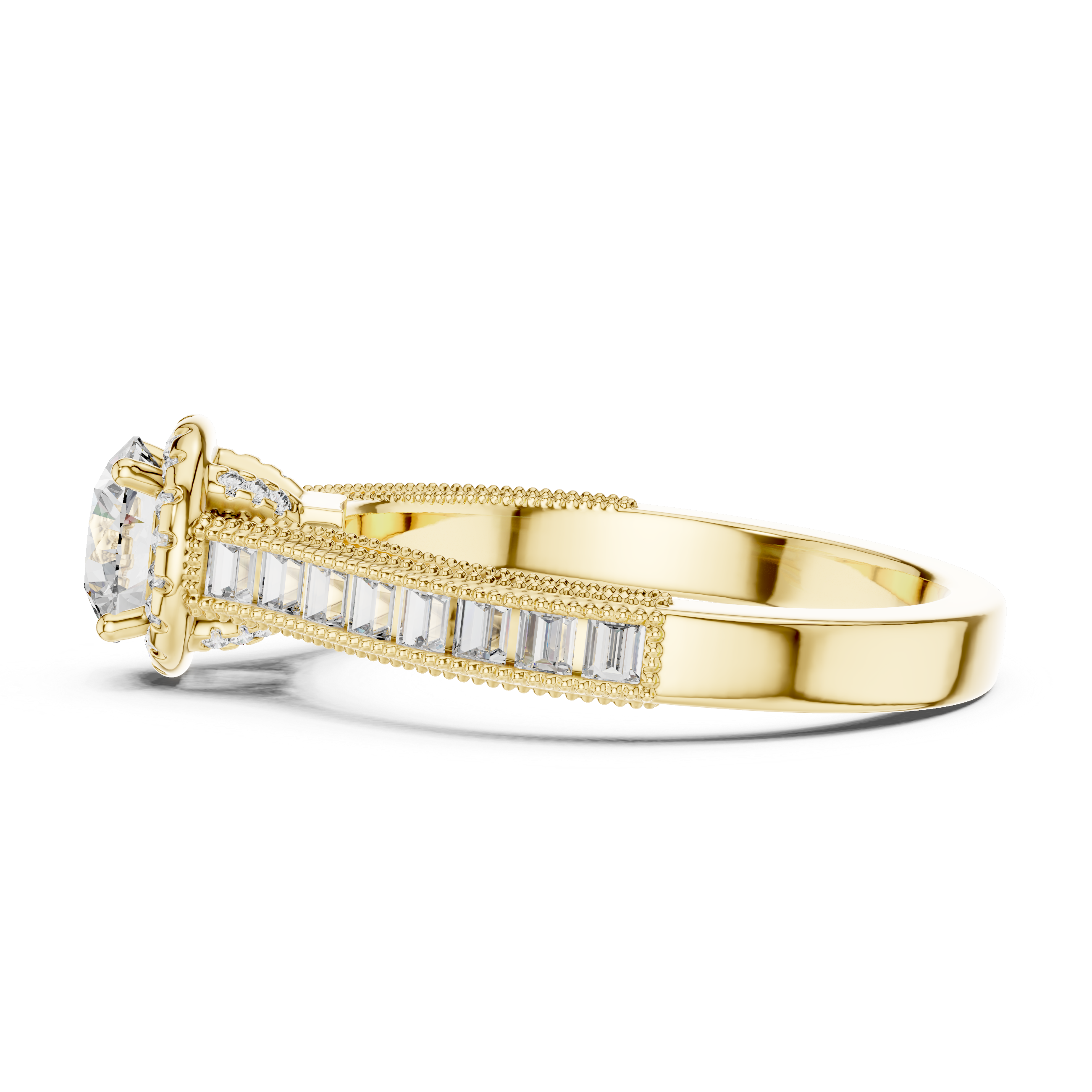 Round And Baguette Cut Brilliant Moissanite VVS1 Eternity Engagement Ring