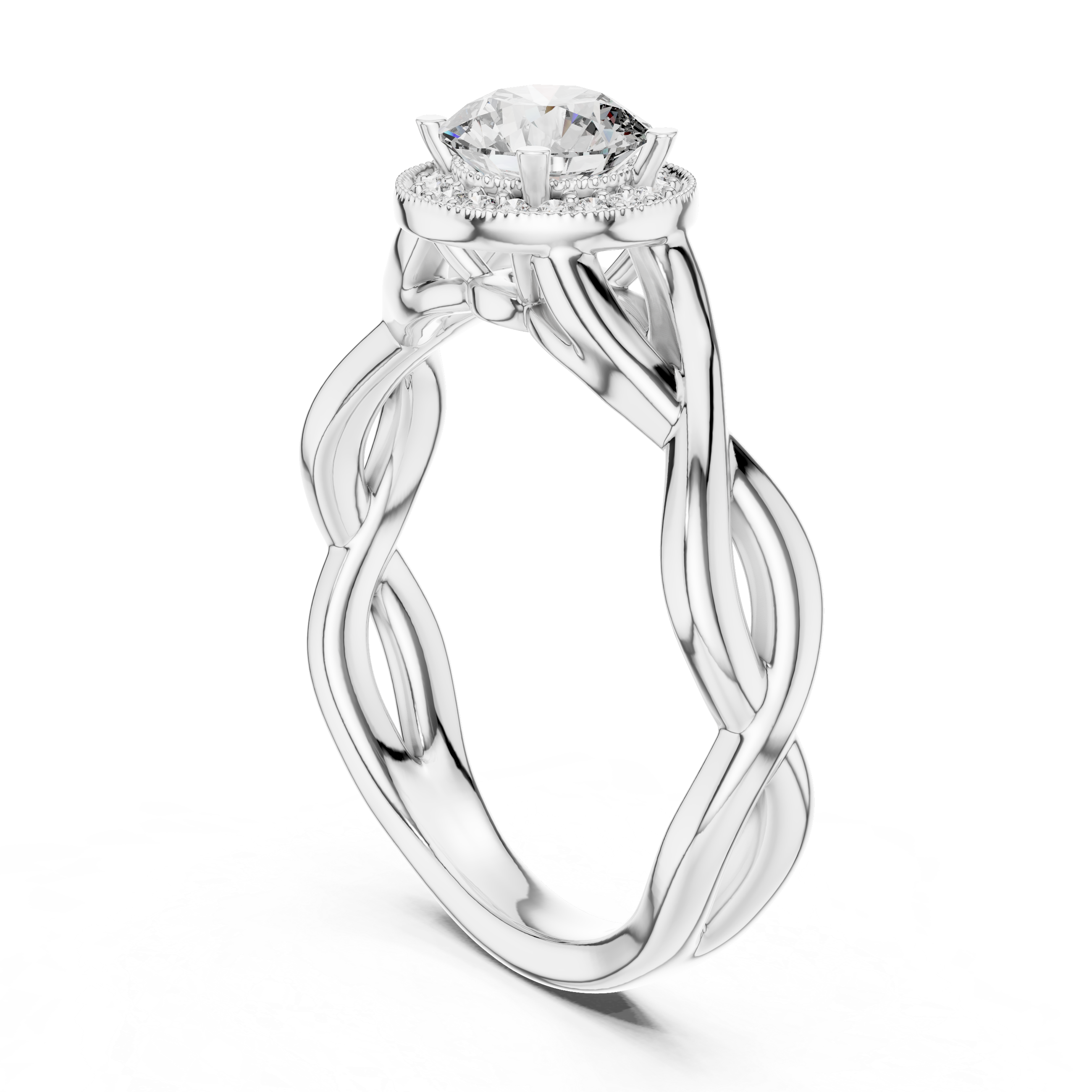 Round Cut Brilliant Moissanite VVS1 Eternity Engagement Ring