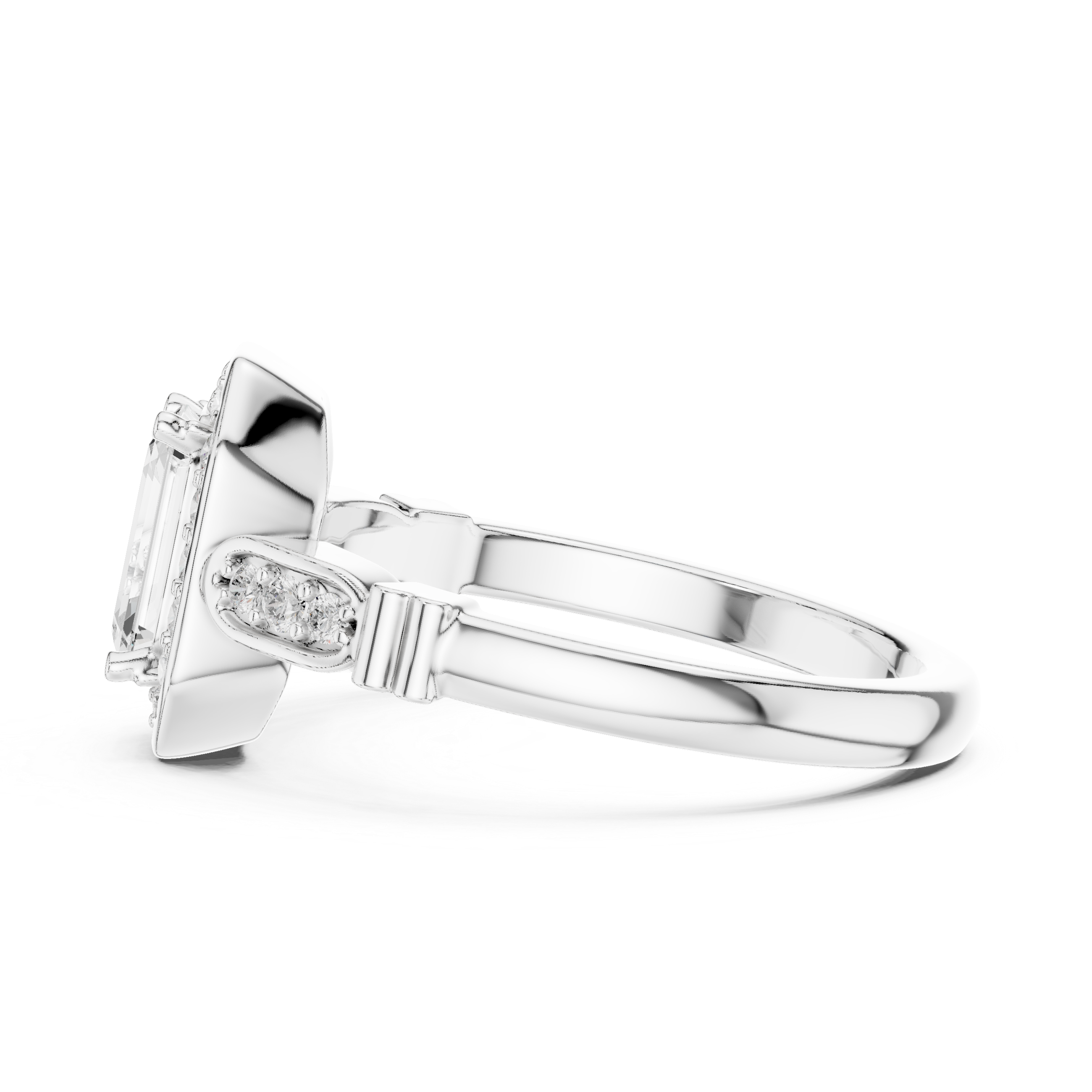 Emerald Cut Brilliant Moissanite VVS1 Eternity Engagement Ring