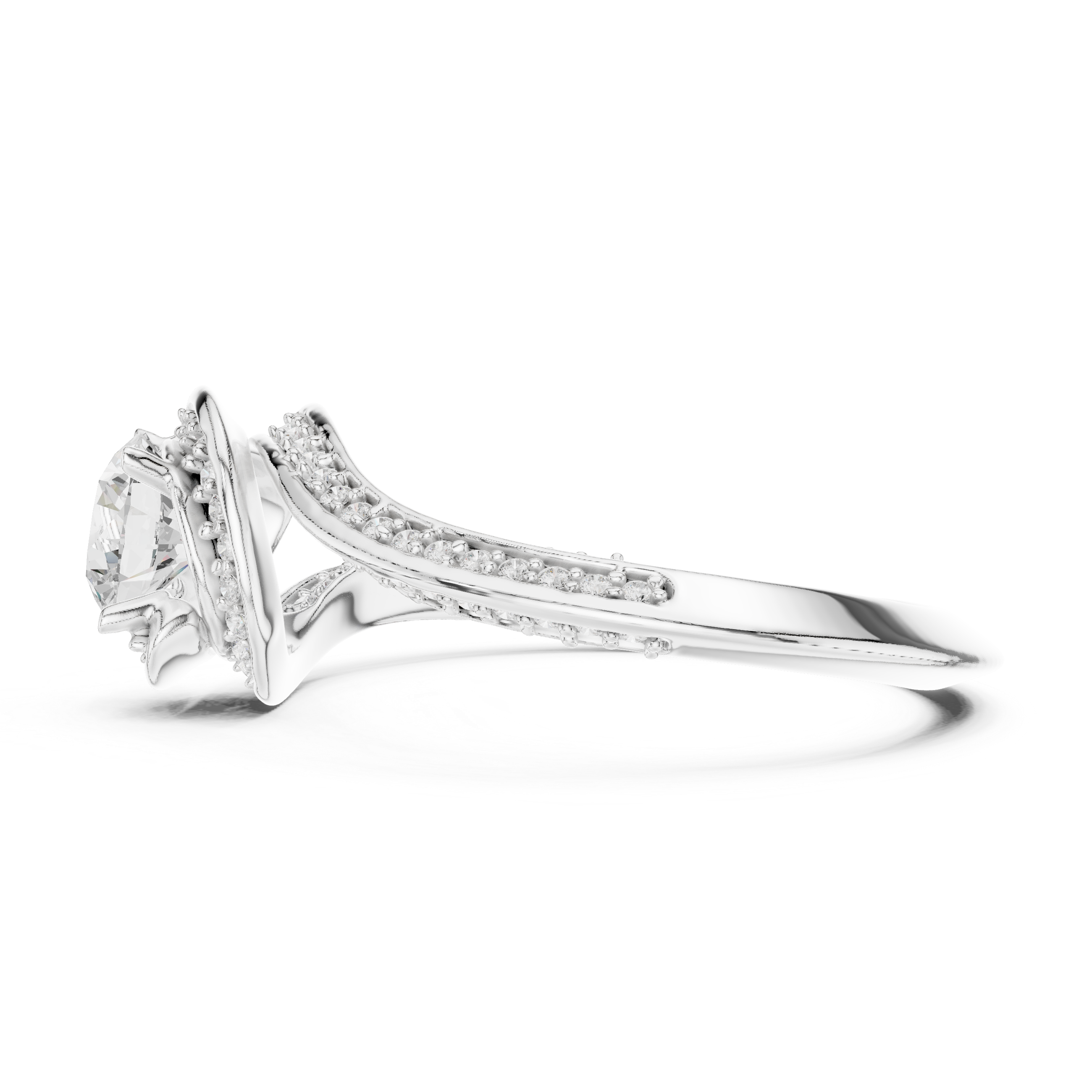 Round Cut Brilliant Moissanite VVS1 Eternity Engagement Ring
