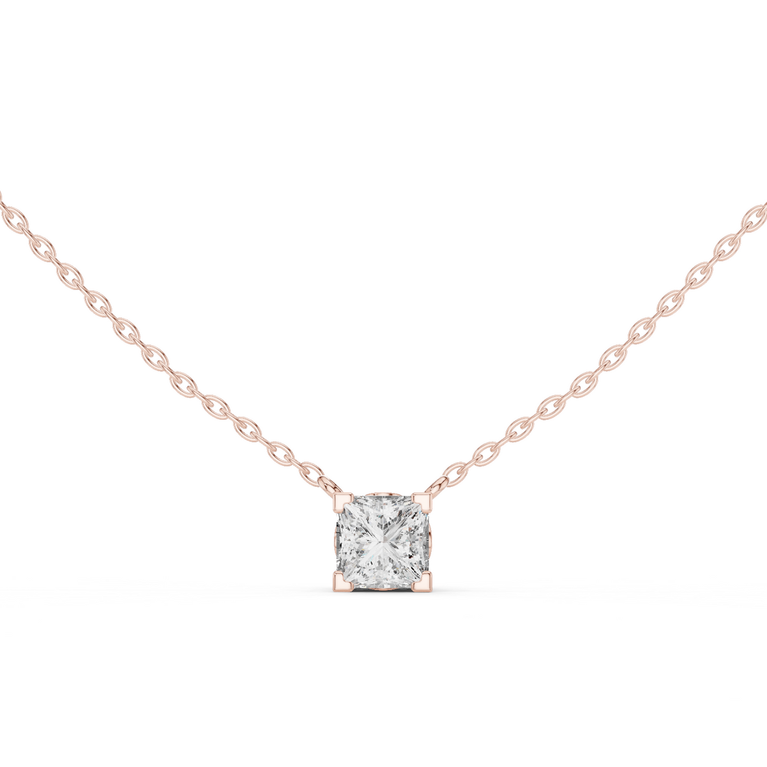Round Modern Geometric Moissanite Pendant in Rose Gold