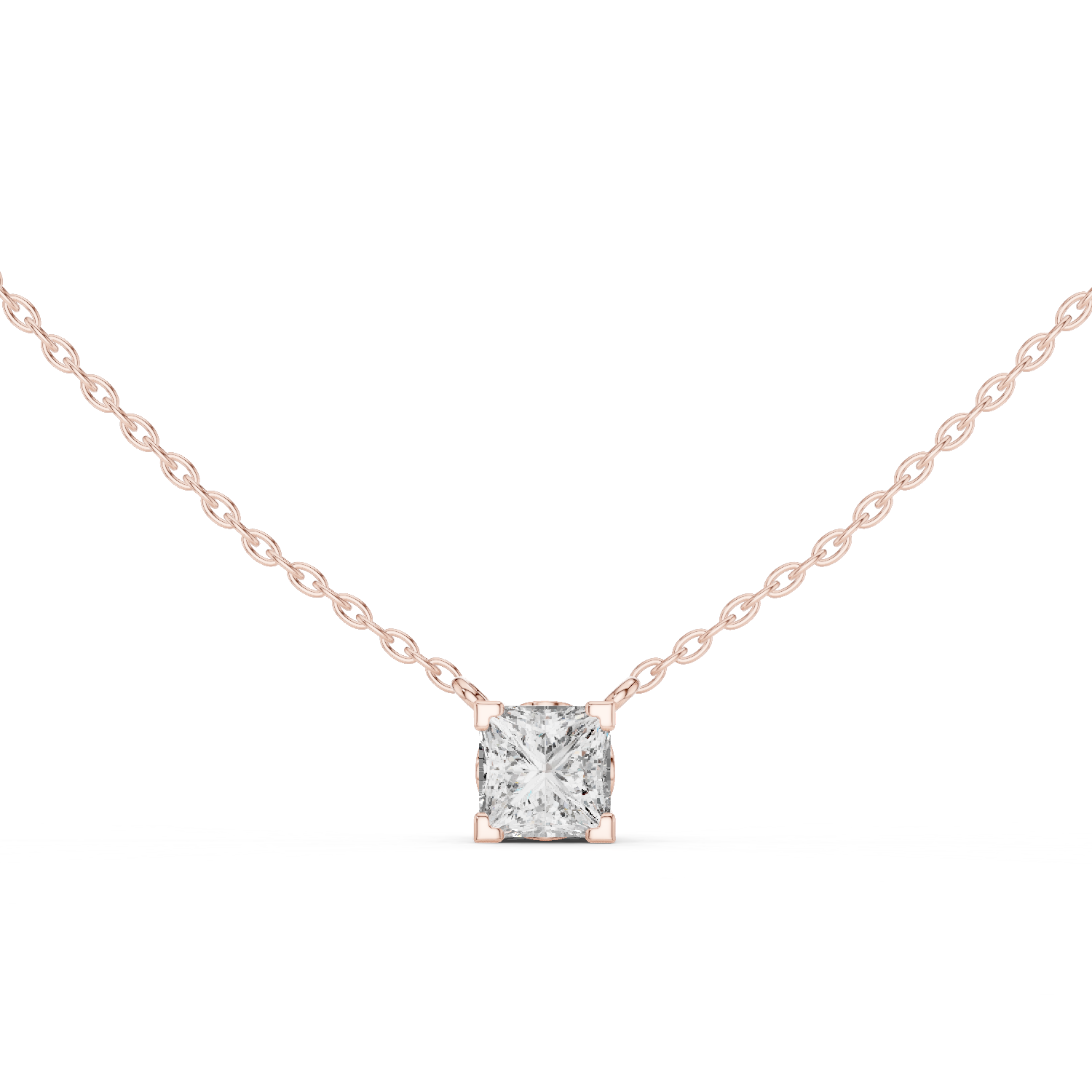 Round Modern Geometric Moissanite Pendant in Rose Gold