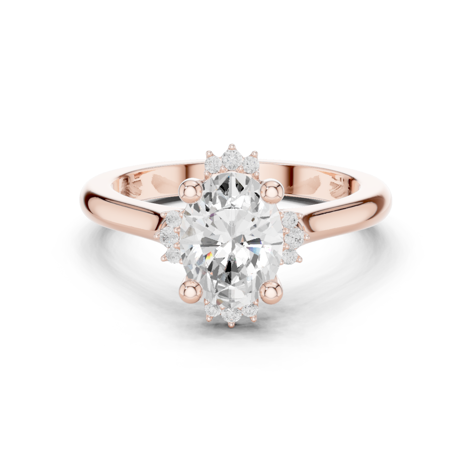 Oval And Round Brilliant Moissanite VVS1 Eternity Engagement Ring