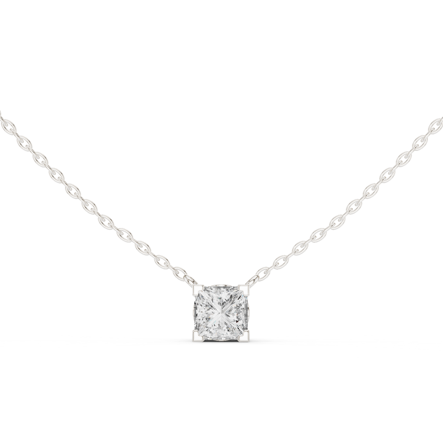 Round Modern Geometric Moissanite Pendant in Rose Gold