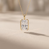 Yellow Gold Radiant Cut Moissanite Pendant Necklace
