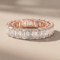 Rose Gold Emerald Cut Moissanite Eternity Band Ring