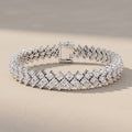White Metal Round Moissanite Tennis Bracelet
