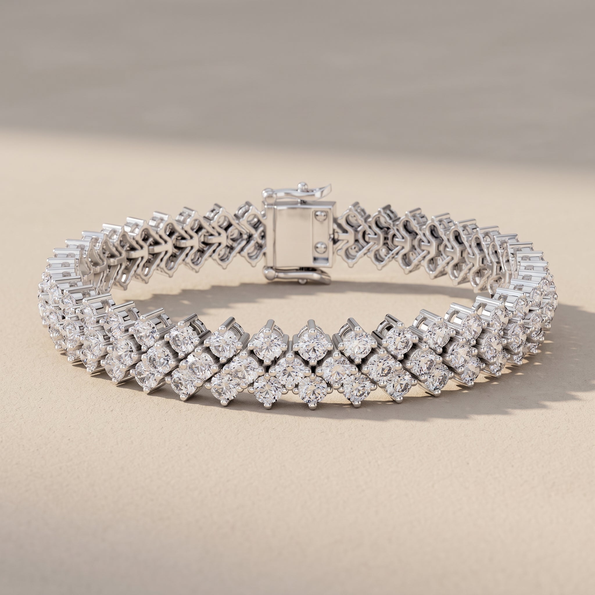 White Metal Round Moissanite Tennis Bracelet