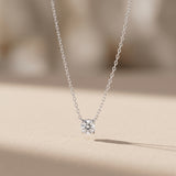 White Metal Round Moissanite Solitaire Pendant Necklace