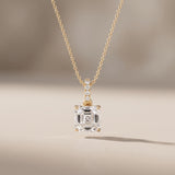 Yellow Gold Asscher Cut Moissanite Pendant Necklace