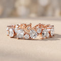 Rose Gold Pear & Round Moissanite Eternity Band Ring