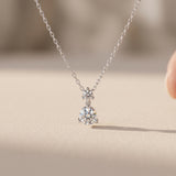 White Metal Round Moissanite Drop Pendant Necklace