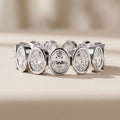 White Metal Oval Moissanite Eternity Band Ring