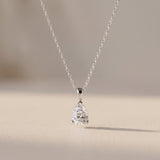White Metal Pear Cut Moissanite Pendant Necklace