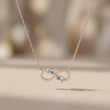Rose Gold Pear Cut Moissanite Infinity Pendant Necklace