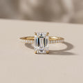 Yellow Gold Emerald Cut Moissanite Engagement Ring