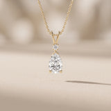 Yellow Gold Pear Cut Moissanite Pendant Necklace
