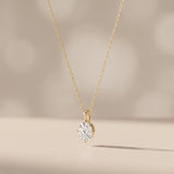 Yellow Gold Oval Moissanite Solitaire Pendant Necklace