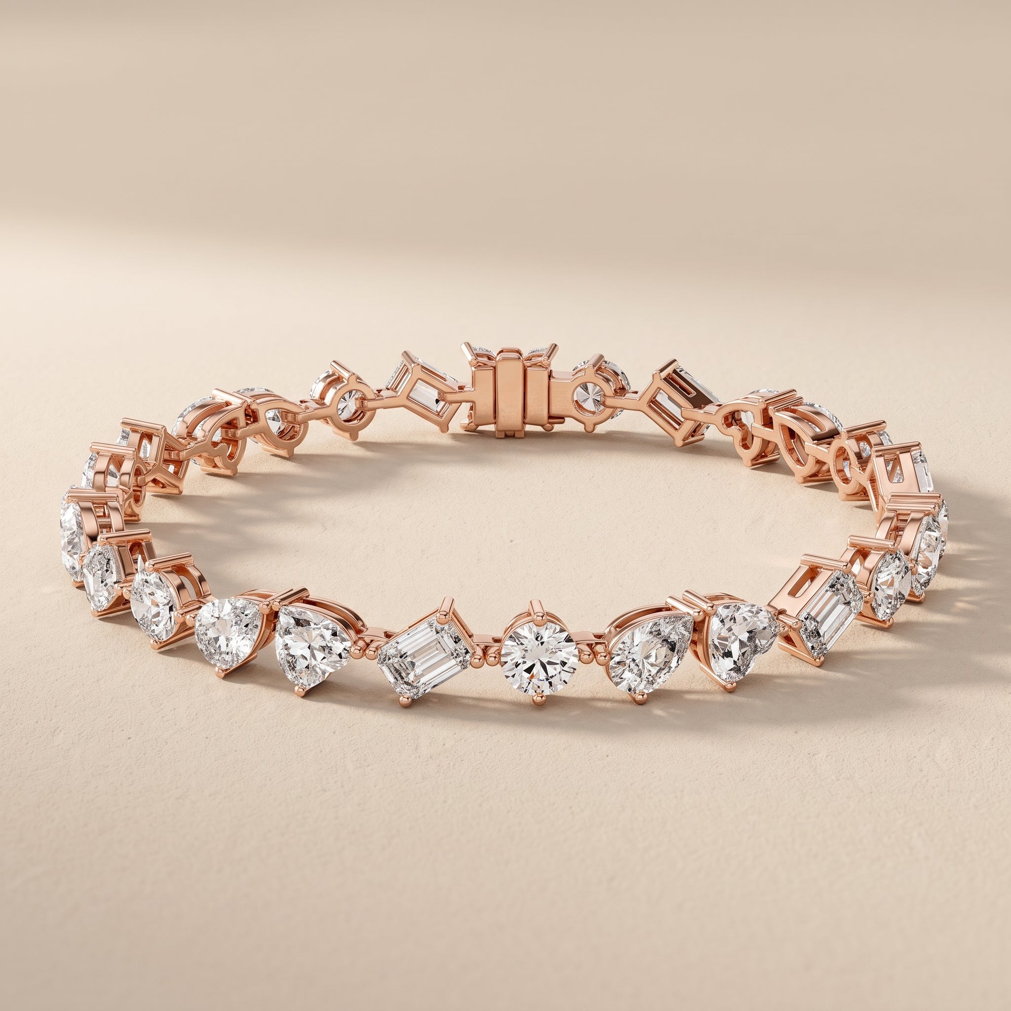 Rose Gold Mixed Shape Moissanite Tennis Bracelet