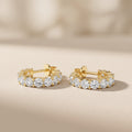 Yellow Gold Round Moissanite Hoop Earrings