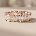 Rose Gold Emerald Cut Moissanite Eternity Band Ring