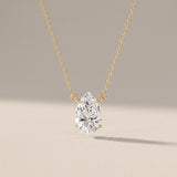 Yellow Gold Pear Cut Moissanite Pendant Necklace