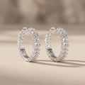 White Metal Marquise Cut Moissanite Hoop Earrings