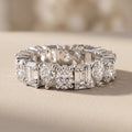 White Metal Emerald, Pear & Oval Cut Moissanite Eternity Band Ring