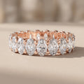 Rose Gold Oval Moissanite Eternity Band Ring