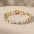 Yellow Gold Round Moissanite Tennis Bracelet