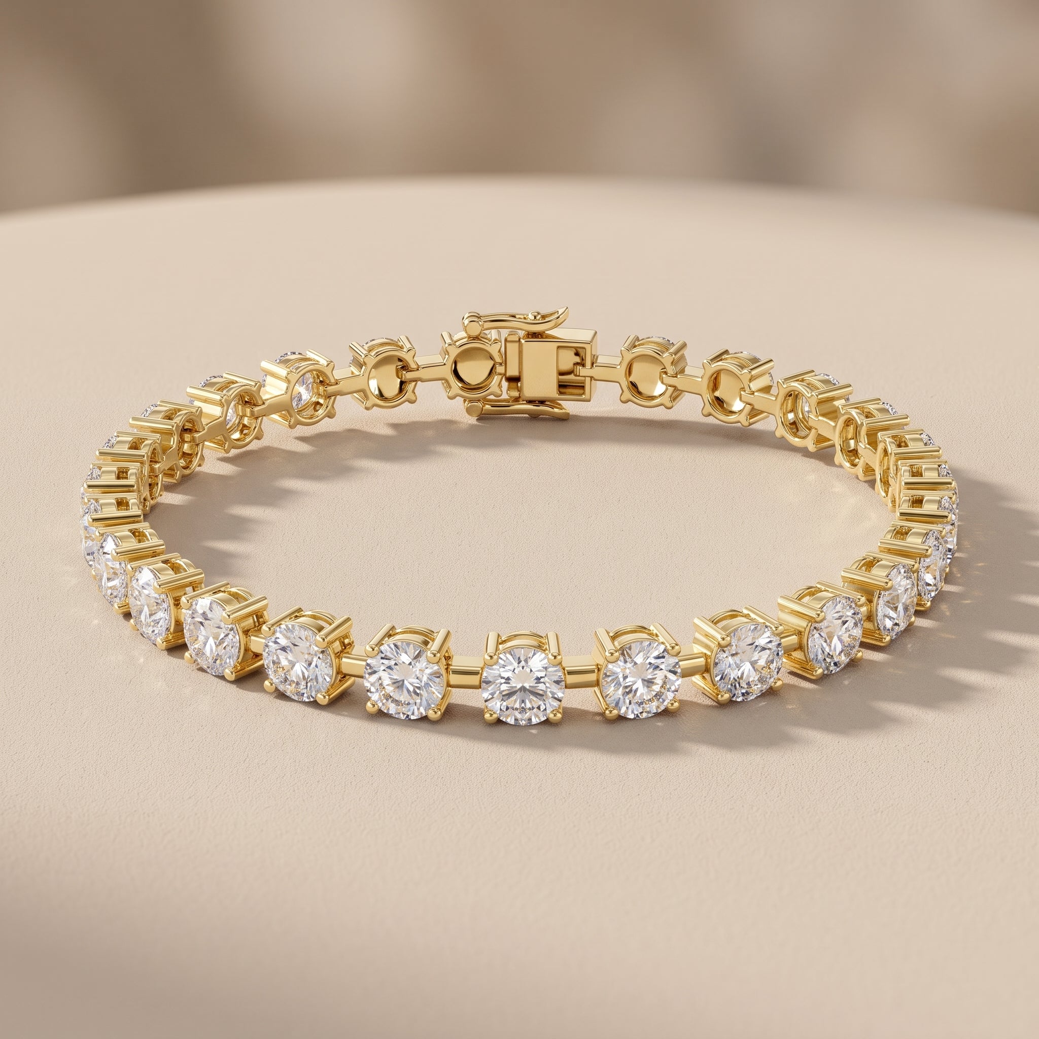 Yellow Gold Round Moissanite Tennis Bracelet