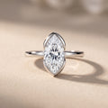 White Metal Marquise Cut Moissanite Solitaire Engagement Ring