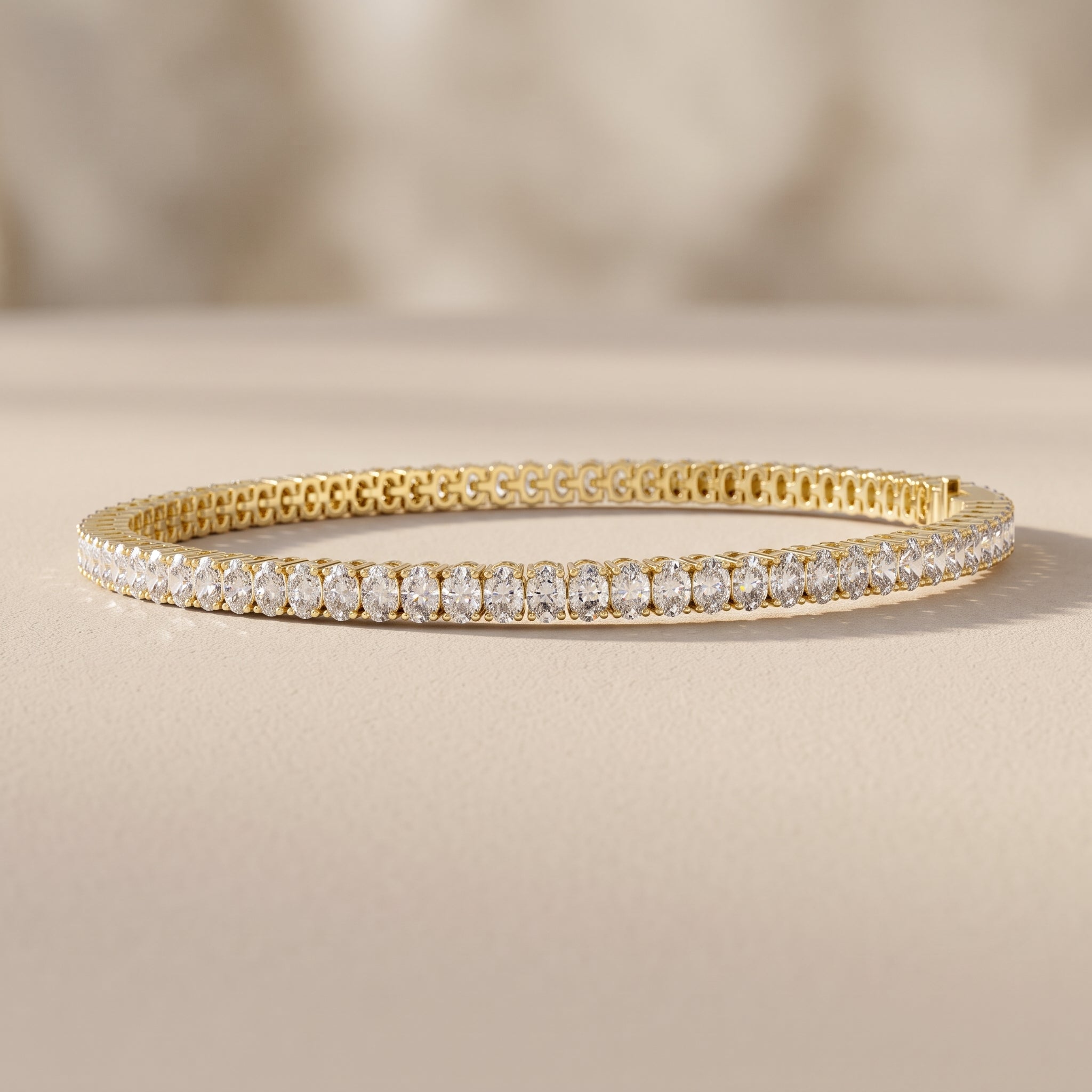 Yellow Gold Oval Cut Moissanite Tennis Bracelet