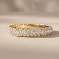 Yellow Gold Round Moissanite Double Row Eternity Band Ring