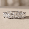 White Metal Asscher Cut Moissanite Eternity Band Ring