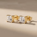 Yellow Gold Princess Cut Moissanite Stud Earrings