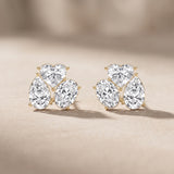 Yellow Gold Heart, Pear & Oval Moissanite Stud Earrings
