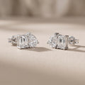 White Metal Emerald & Pear Cut Moissanite Stud Earrings