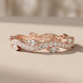 Rose Gold Marquise & Round Moissanite Curved Wedding Band